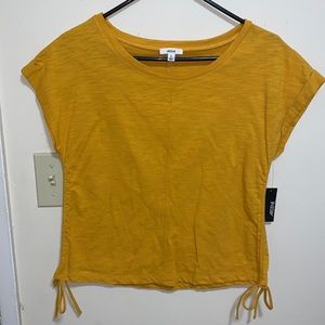 Mustard Short sleeve Adjustable tie Blouse